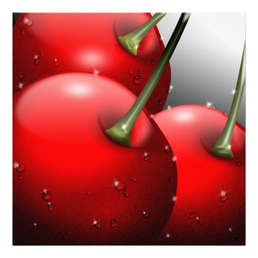 Kersen met dauwdruppels foto afdruk (Voorkant)