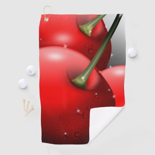 Kersen met dauwdruppels golfhanddoek (Insitu)