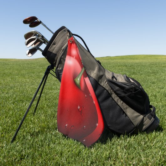 Kersen met dauwdruppels golfhanddoek (Groen)