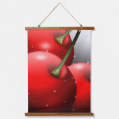 Kersen met dauwdruppels hangend wandkleed (Voorkant)