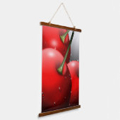 Kersen met dauwdruppels hangend wandkleed (Gebogen)