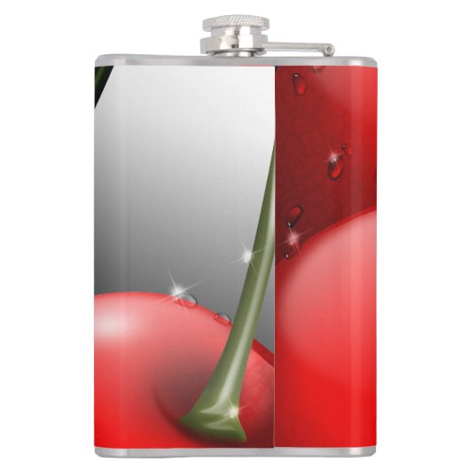 Kersen met dauwdruppels heupfles (Achterkant)