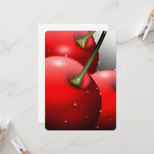 Kersen met dauwdruppels kaart (Voorkant / Achterkant in situ)