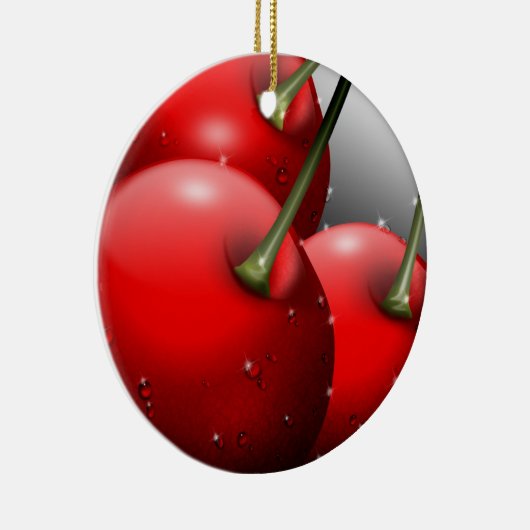 Kersen met dauwdruppels keramisch ornament (Rechts)