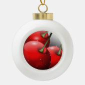 Kersen met dauwdruppels keramische bal ornament (Voorkant)