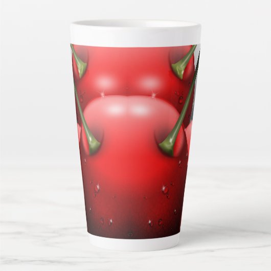 Kersen met dauwdruppels latte mok (Voorkant)