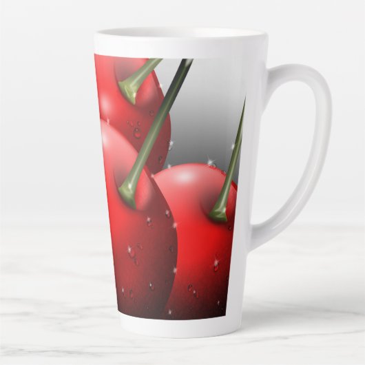 Kersen met dauwdruppels latte mok (Rechts)