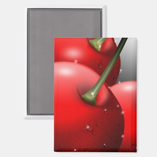 Kersen met dauwdruppels magneet (Voorkant / Achterkant)