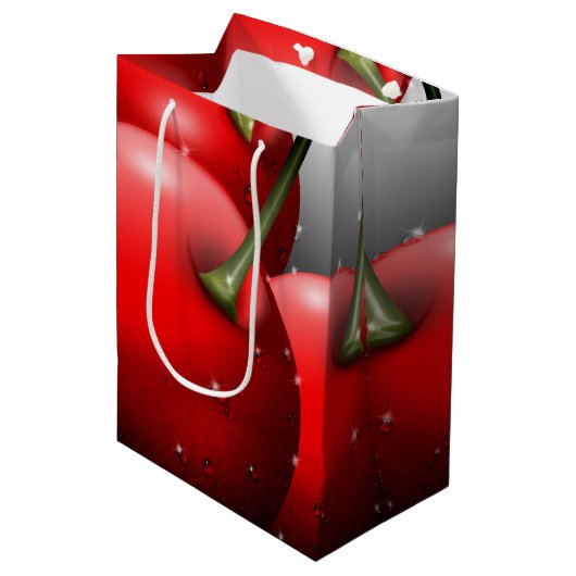 Kersen met dauwdruppels medium cadeauzakje (Voorkant Gekanteld)