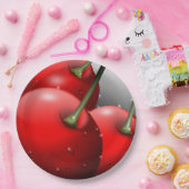 Kersen met dauwdruppels papieren bordje (Feest)