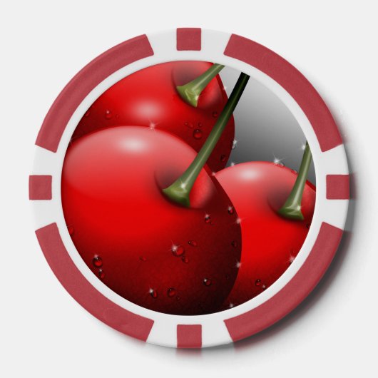 Kersen met dauwdruppels poker chips (Voorkant)