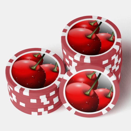 Kersen met dauwdruppels poker chips (Opstapeling)