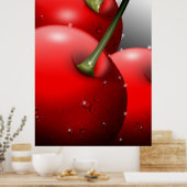 Kersen met dauwdruppels poster (Keuken)