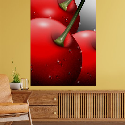 Kersen met dauwdruppels poster (Woonkamer 2)
