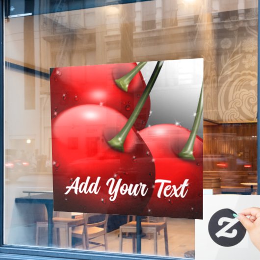 Kersen met dauwdruppels raamsticker (Cafe Raam)