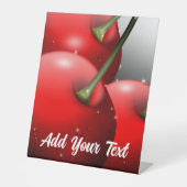 Kersen met dauwdruppels reclamebord met voetstuk (Voorkant)