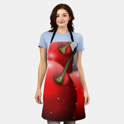 Kersen met dauwdruppels schort (Gedragen)