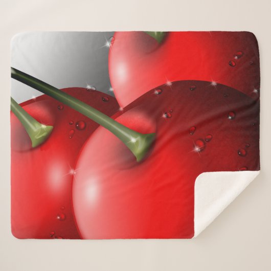 Kersen met dauwdruppels sherpa deken (Voorkant (horizontaal))