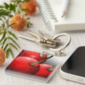 Kersen met dauwdruppels sleutelhanger (Voorkant Rechts)