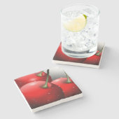 Kersen met dauwdruppels stenen onderzetter (Zijkant)