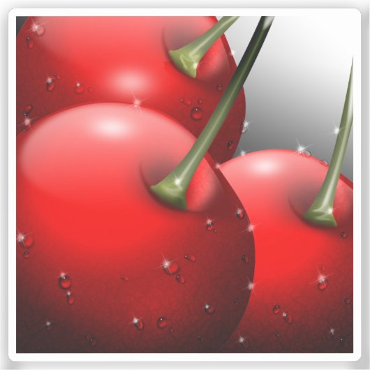 Kersen met dauwdruppels sticker (Voorkant)