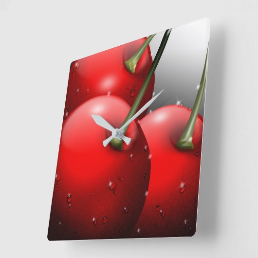 Kersen met dauwdruppels vierkante klok (Hoek)