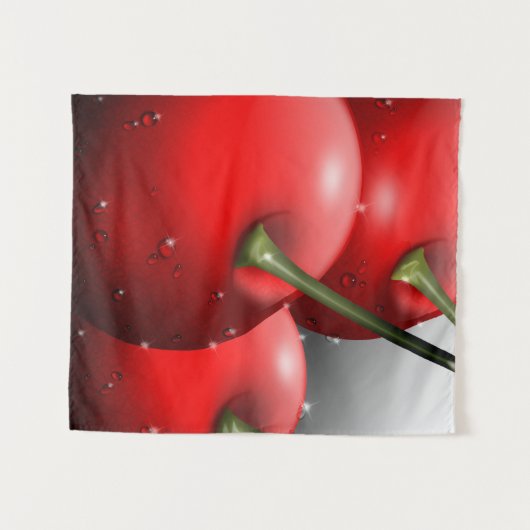 Kersen met dauwdruppels wandkleed (Voorkant (horizontaal))