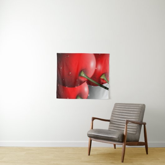 Kersen met dauwdruppels wandkleed (In Situ (horizontaal))