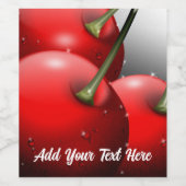 Kersen met dauwdruppels wijn etiket (Enkel label)