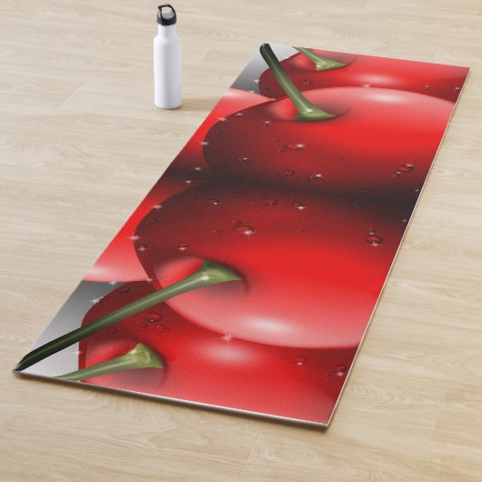 Kersen met dauwdruppels yogamat (In situ)
