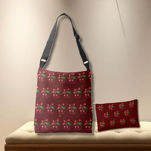 Kersen met een Bow-Cherry Red Crossbody Tas