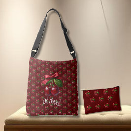 Kersen met een Bow-Cherry Red-Oh Cherry Crossbody Tas