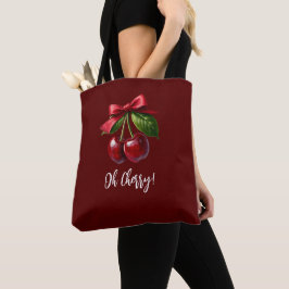 Kersen met een Bow-Cherry Red-Oh Cherry Tote Bag