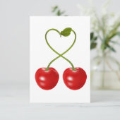 Kersen met messing-uitnodigingen kaart (Staand voorkant)