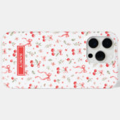 Kersen Met Rode Coquette Strikken Met Monogram Case-Mate iPhone Case (Achterkant (horizontaal))