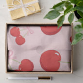Kersen met Roze Strik Coquette Tissuepapier (Geschenk)