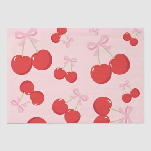 Kersen met Roze Strik Coquette Tissuepapier (Voorkant)