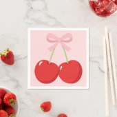 Kersen met Roze Strik Coquette Verjaardagsfeestje Servet (Insitu)