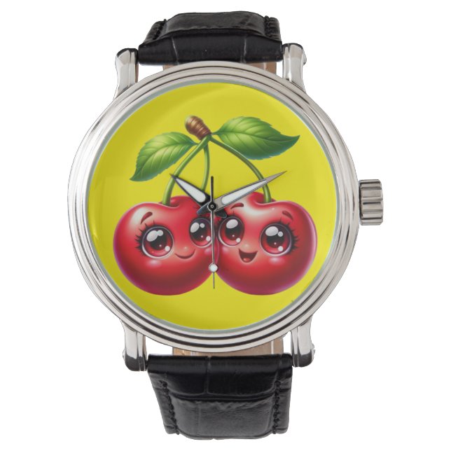 Kersen met smiley gezichten horloge (Voorkant)