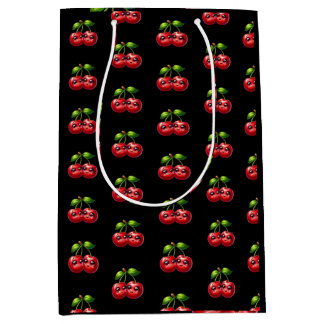 Kersen met smiley gezichten medium cadeauzakje