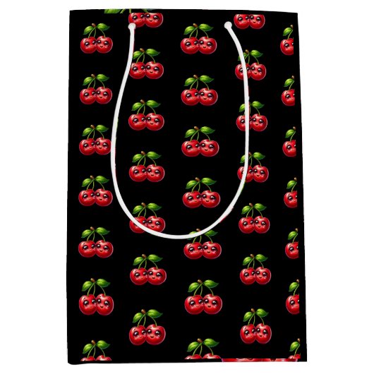 Kersen met smiley gezichten medium cadeauzakje (Voorkant)