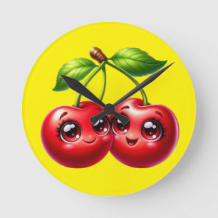 Kersen met smiley gezichten ronde klok