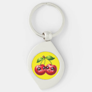 Kersen met smiley gezichten sleutelhanger