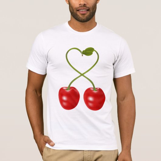 Kersen met stengels Mannen T-shirt (Voorkant)