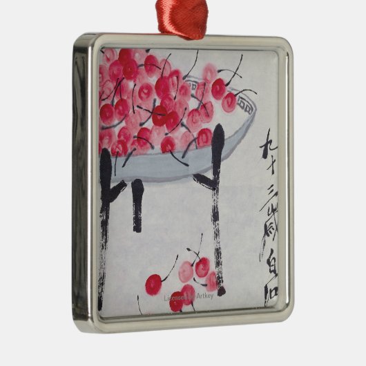 Kersen Metalen Ornament (Rechts)