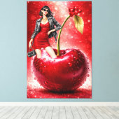 Kersen Mode Illustratie Muur Kunst Print (Insitu (Houten vloer))