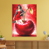 Kersen Mode Illustratie Muurkunst Print (Insitu (Woonkamer))