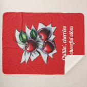 Kersen 'n' Vrolijke Vibes Trendy Red Street Art Sherpa Deken (Voorkant (horizontaal))