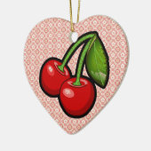 Kersen op bloem keramisch ornament (Links)