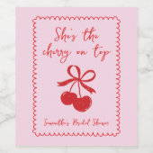 Kersen op Bow Bow Hand getrokken Vrijgezellenfeest Wijn Etiket (Enkel label)